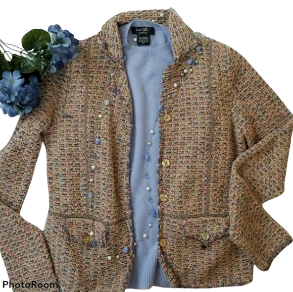 Sigrid Olson knobby tweed button up Sweater Jacket - Picture 1 of 12